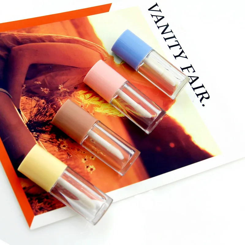 
custom logo screen printing clear empty liquid mini cute lip gloss container 