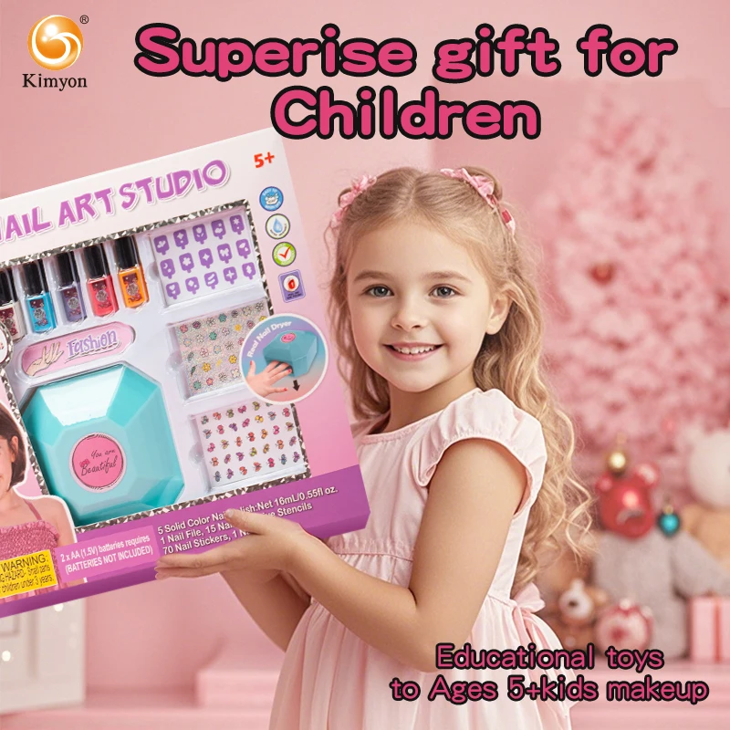 Kimyon S&Li Kids Nail Polish Set For Kids Dryer Makeup Kit Nail Art Salon Set for Girls Children SPA Manicures Cosmetics Gifts