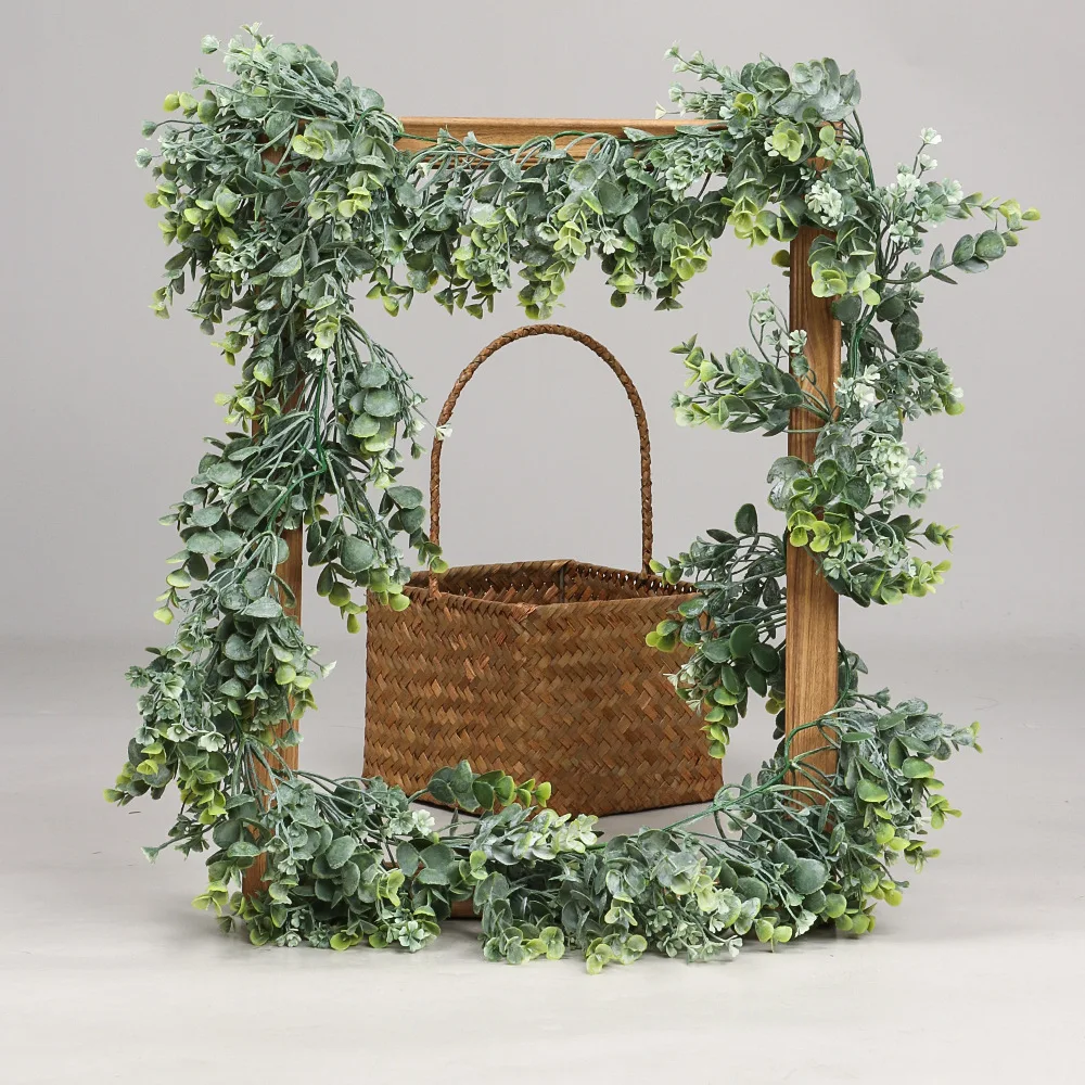 Artificial Plant Vines Wall Hanging Rattan Leaves Branches Outdoor Garden Home Decoration Plastic Fake Silk Leaf Green Plant