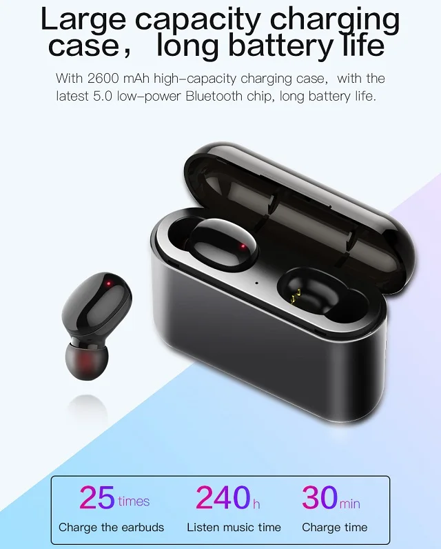 
mini waterproof earbud BT earpiece stereo in ear tws headphones heavy bass true wireless earphones 