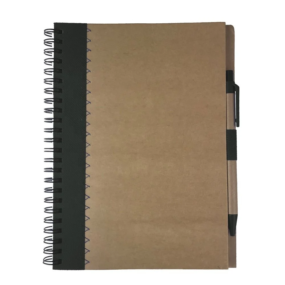 Recycled Paper Notebook with Side Spiral Binding and Paper Ball Pen NB010 Promotional Gifts Envi A5 Recycled Paper Notebook