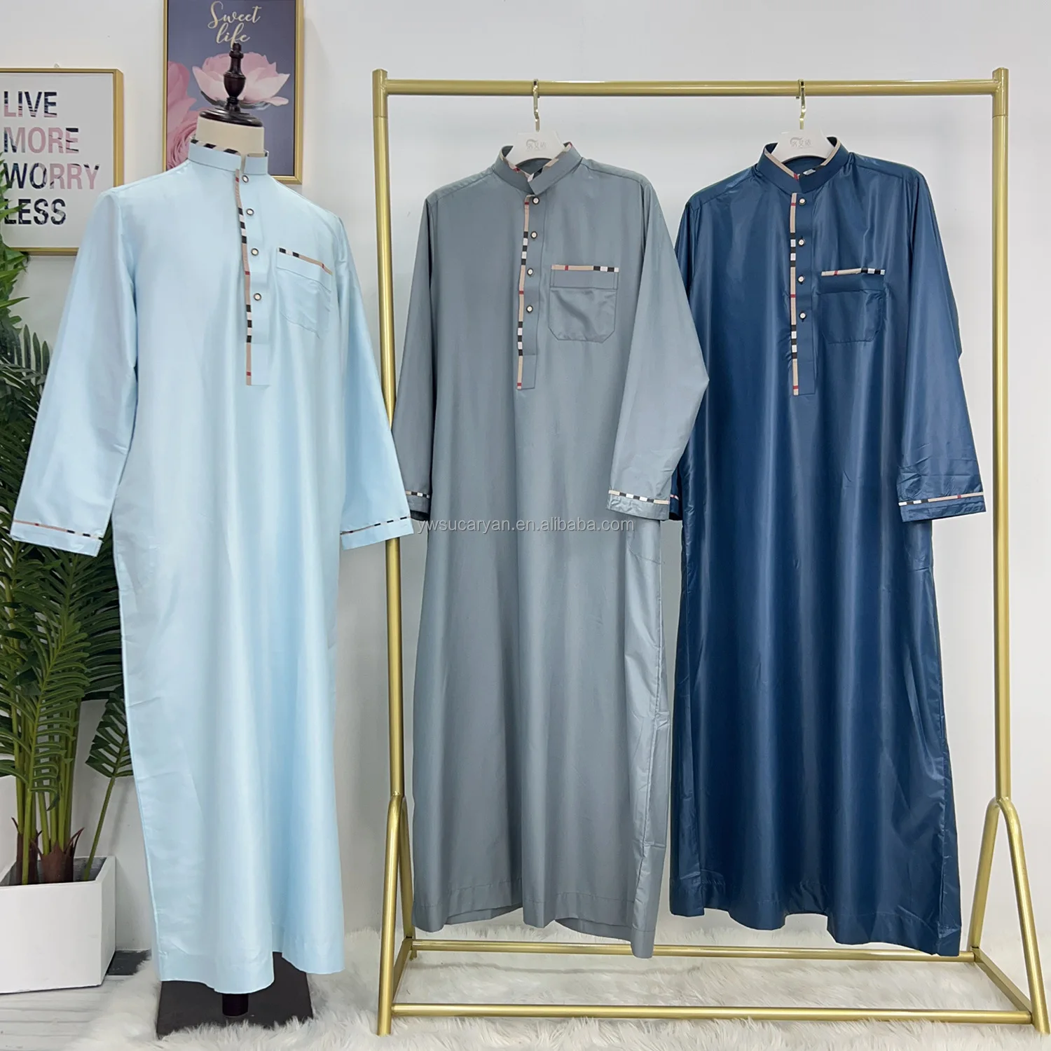 Turkey Muslim Men Jubba Thobe Dubai Islam Clothing Eid Ramadan Arabic Saudi Robe Casual Traditional Jalabiya Jubbah Thobes Abaya