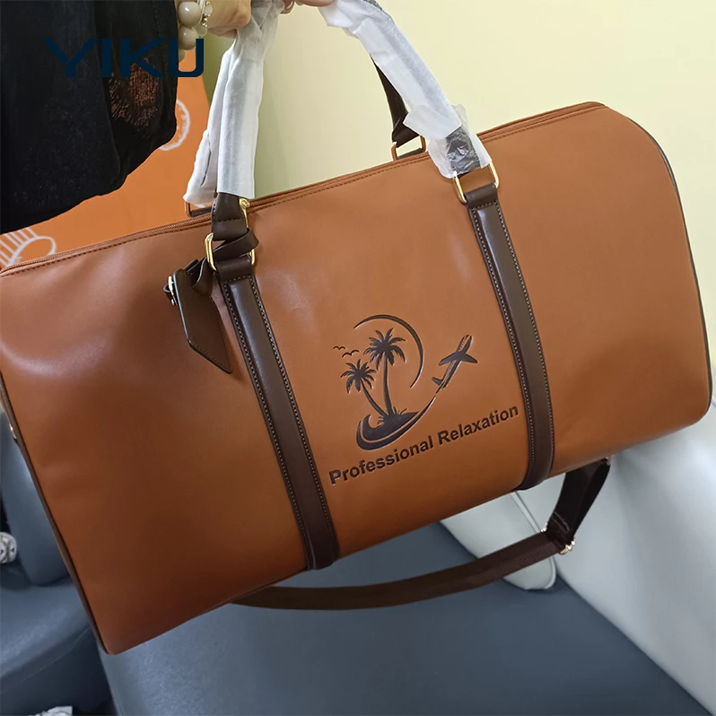 Custom Waterproof Leather Weekender Overnight Bag  Large Carry  Bag Travel Tote Duffel Bag for Men PU OEM Fashion Unisex Trip
