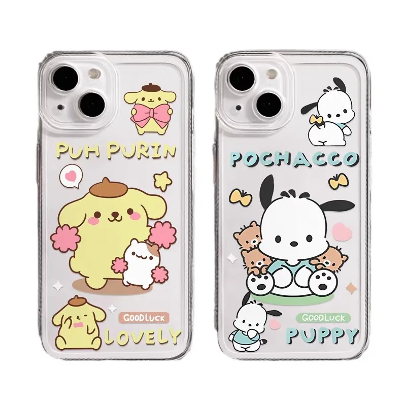 Чехол для телефона Kawaii Sanlio Kuromi Iphone 15 Plus противоударный Прозрачный чехол