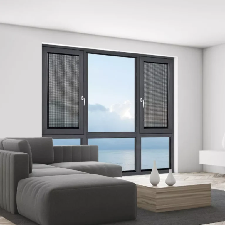 Sound insulation double tempered glass aluminum frame casement window  for home 