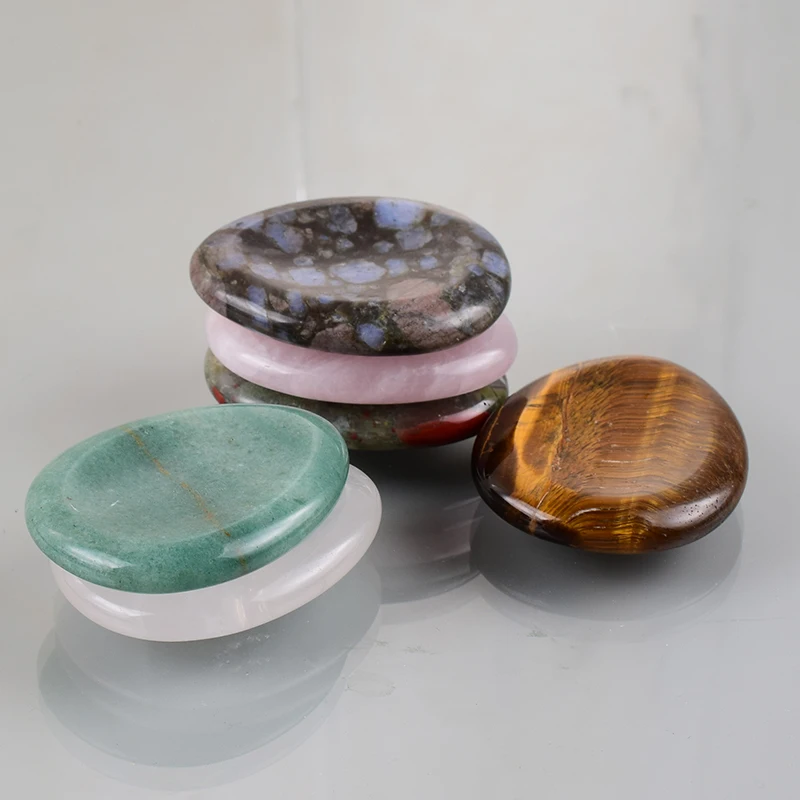 Natural Jasper thumb Worry Stone Jade rose quartz Mineral Hand Massage Skin Care Tumbled Gemstone Palm stone Home garden Decor