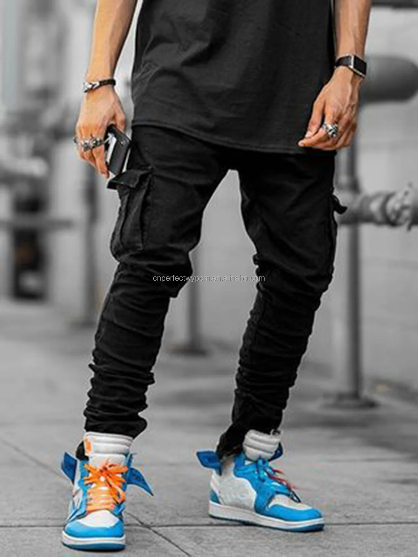 Slim Fit Mens Jeans 2022 Designer Skinny Stacking Plus Size Multi-pocket Casual Straight Solid Color Casual Stretch Jeans Man