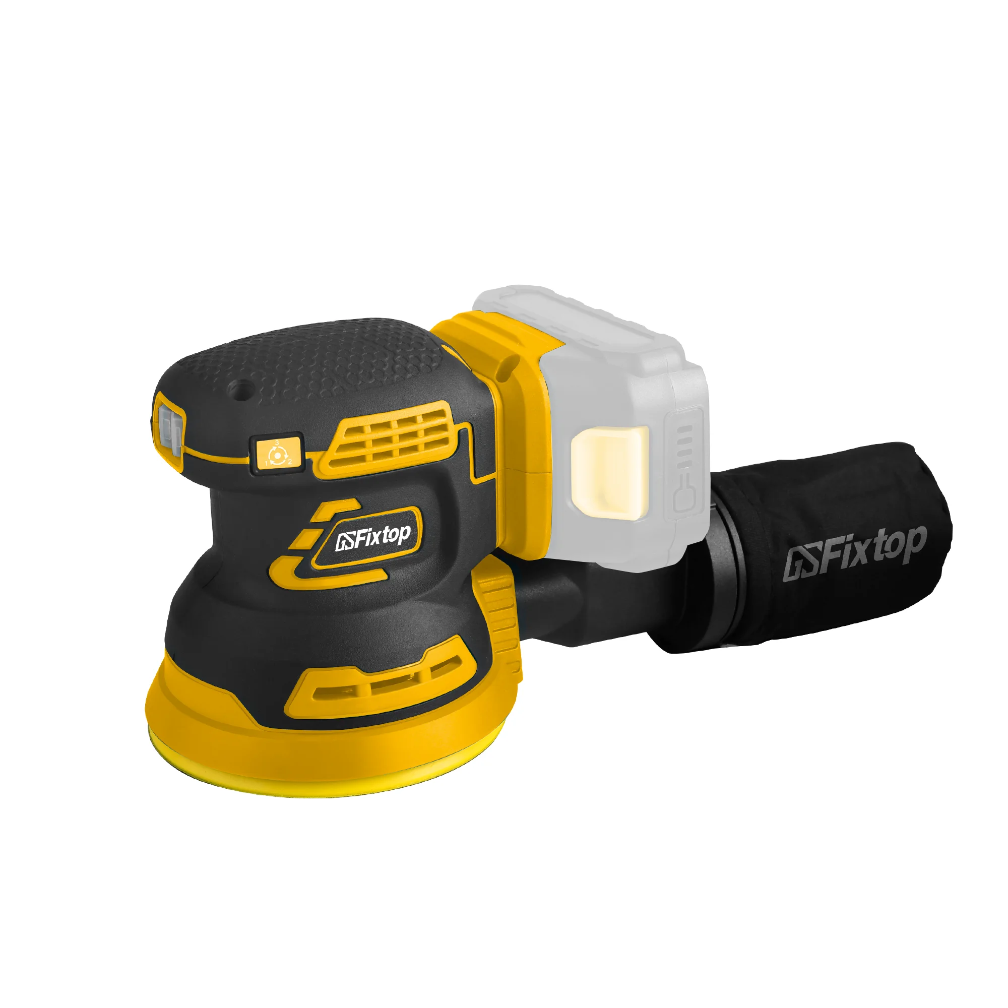 GSFIXTOP Cordless Brushless Circular Sander Bare Computer   21V with cushion size 125mm