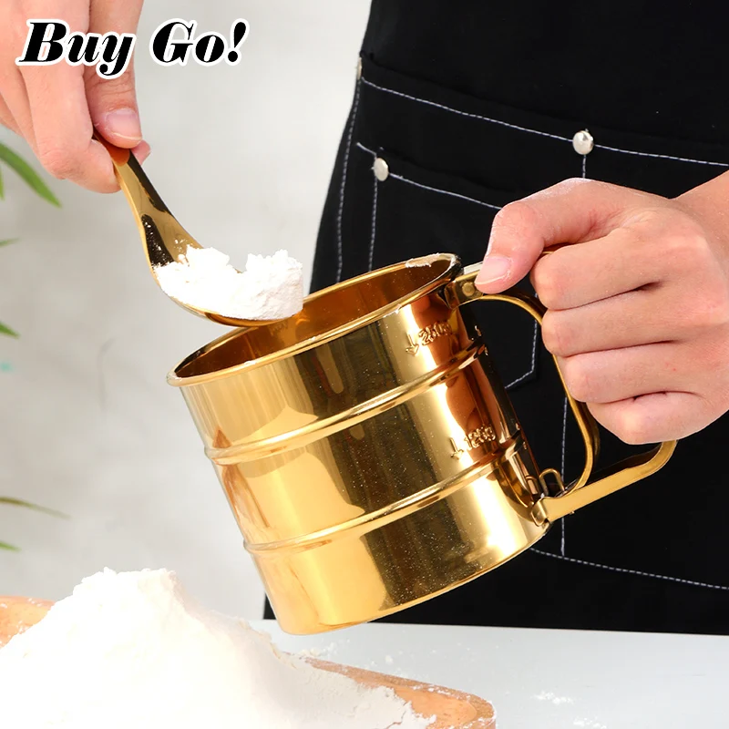 Baking Tools Kitchen Flour Sifter Cup Handheld Stainless Steel Fine Mesh Flour Sieve