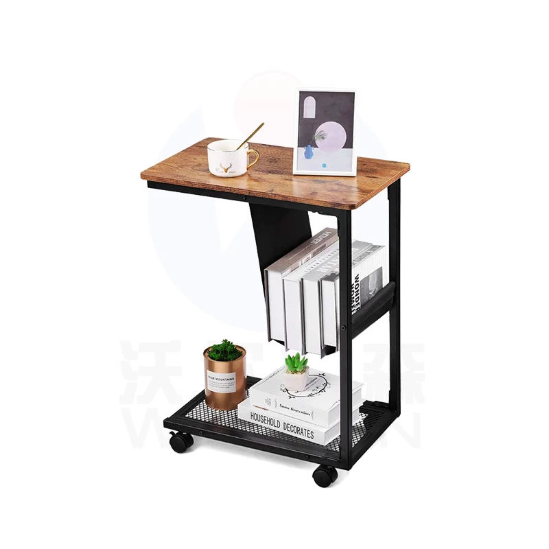 classic Small furniture Living room hall steel  wood side table mirrored wooden night stand bedside table