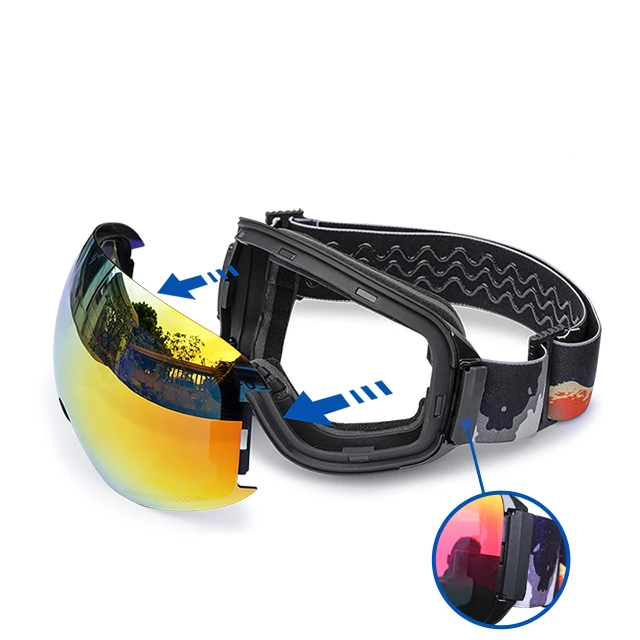 Premium Quality UV400 Protection Ski glasses Sport Snow Board Eyewear OEM Custom Straps Magnetic lens Ski Goggles Polarized