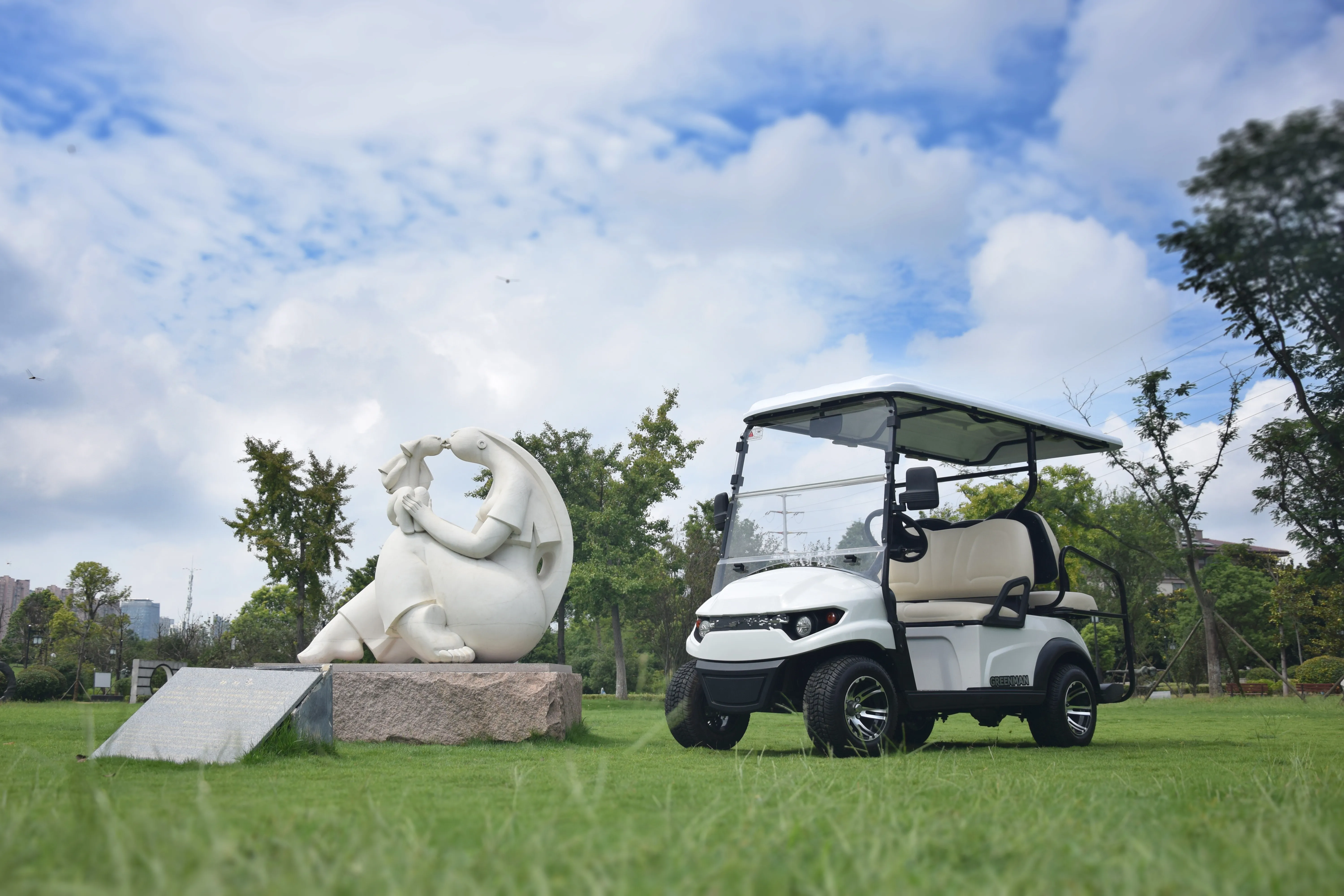 2+2 seaters AHLT China Design Electric Remote Golf Trolley Golf Cart Of LiFePo lithium battery