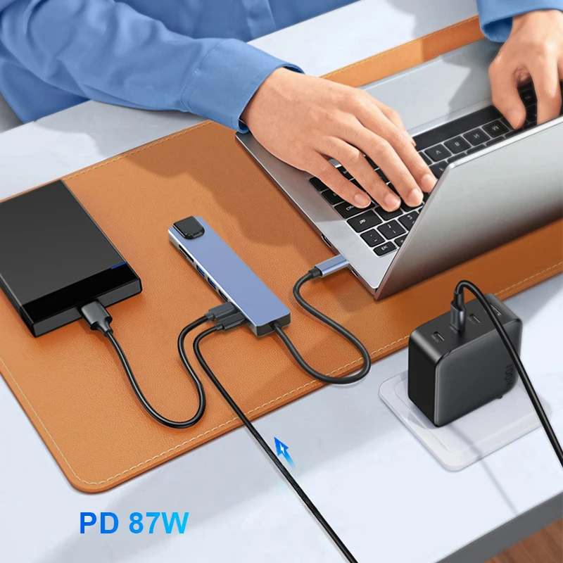 Custom Oem Type C Aluminium Compatible Tf Sd Card Reader Ethernet Port Pd Usb 3.0 Port Type C To Usb Hub With Rj45