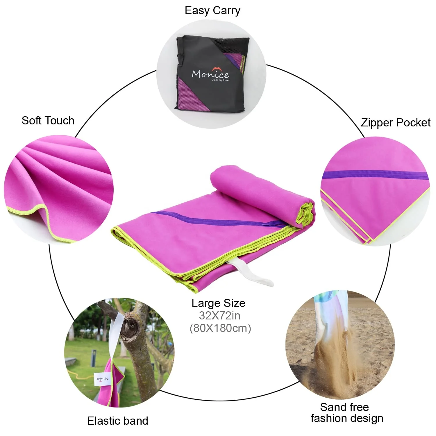 Quick Drying Sweat Towel Absorbent Microfiber Fitness Exercise Gym Towels With Logo Custom Sports Towel With Elastic Band