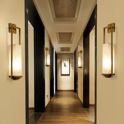 classic wall light for aisle corridor lamp creative retro iron hotel cloth cover wall lamp