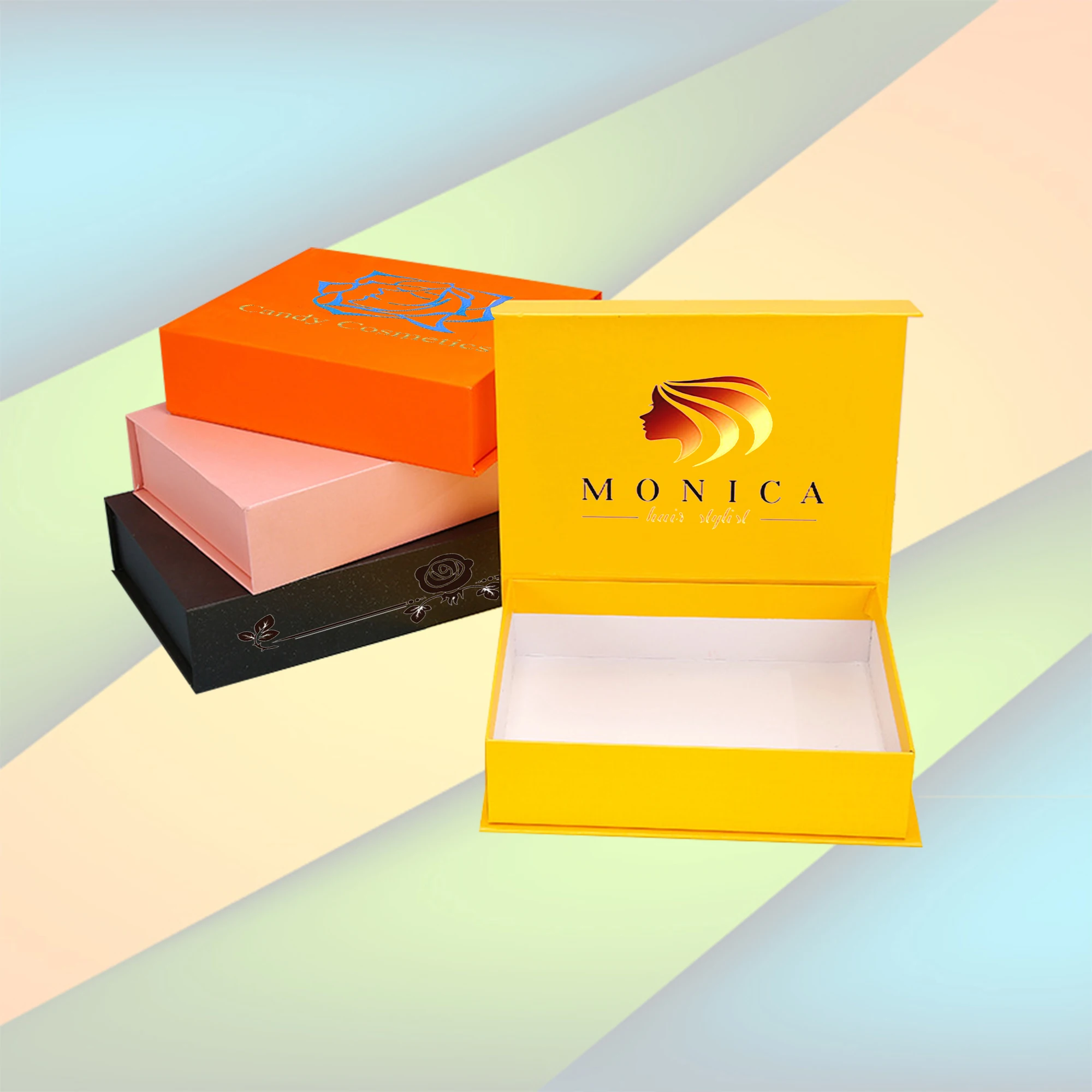 Luxury Black Perfume Box Packaging Rigid Cardboard Foldable Gift Box Custom Print Paper Clamshell Magnetic Gift Box