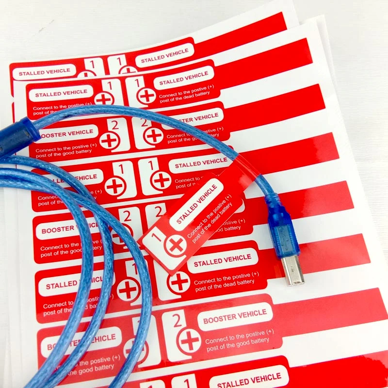 Custom Laminating Thermal Cable Electrical Tie Self Adhesive Label Printing Network Self Heat Shrink Tube Wire  Labels Sticker