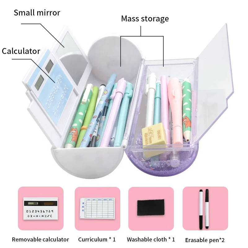 
NBX High-tach Pencil Case Large Capacity Pencil Box Quicksand Translucent Creative Cylindrical Pen Holder Kid Fancy Stationery 