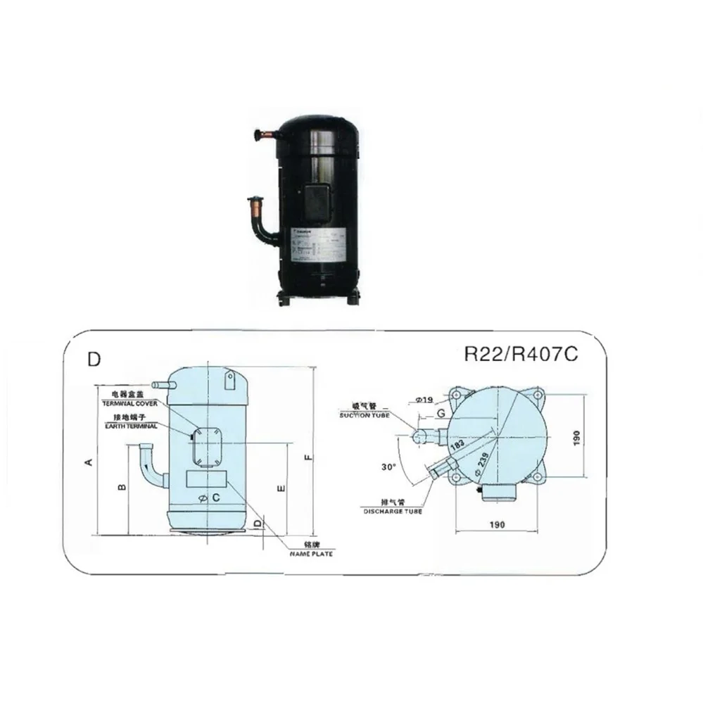 DAIKIN JT150BCBY1L 4.5HP JT150 Air Conditioner SCROLL COMPRESSOR