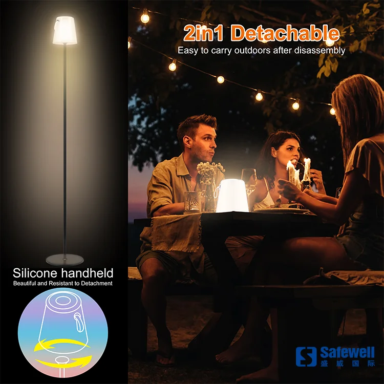 Rechargeable Floor Lamp Removable RGB Lamp Head Stepless Dimming Memory Function Floor Lamp Outdoor