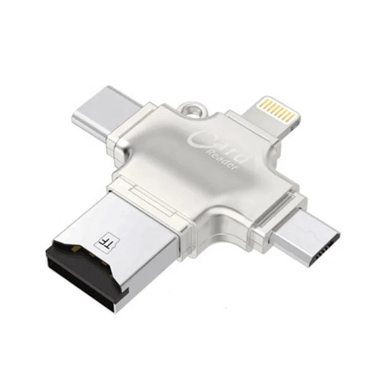 Бесплатный образец 4 в 1 Type-c Mini USB 2 0 устройство для чтения карт памяти OTG TF Card Writer