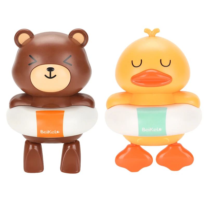 Baby bathroom cartoon duck float play water toy wind-up drive bathing toy
