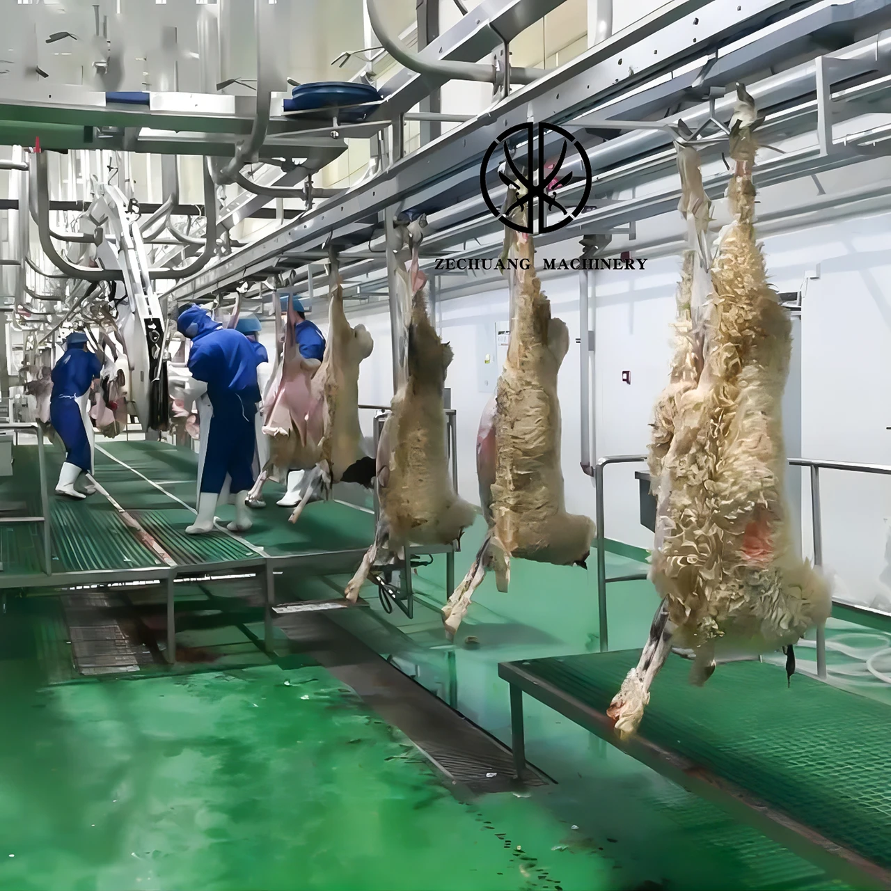 Pretty Hood Halal Lamb Abattoir Equipment Hydraulic Rocker Arm Type Skinning Machine For Goat Slaughtering Line