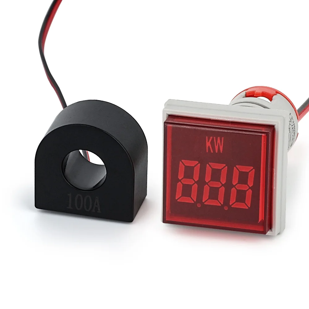 NIN square big red digital tube signal light lamp indicator power meter