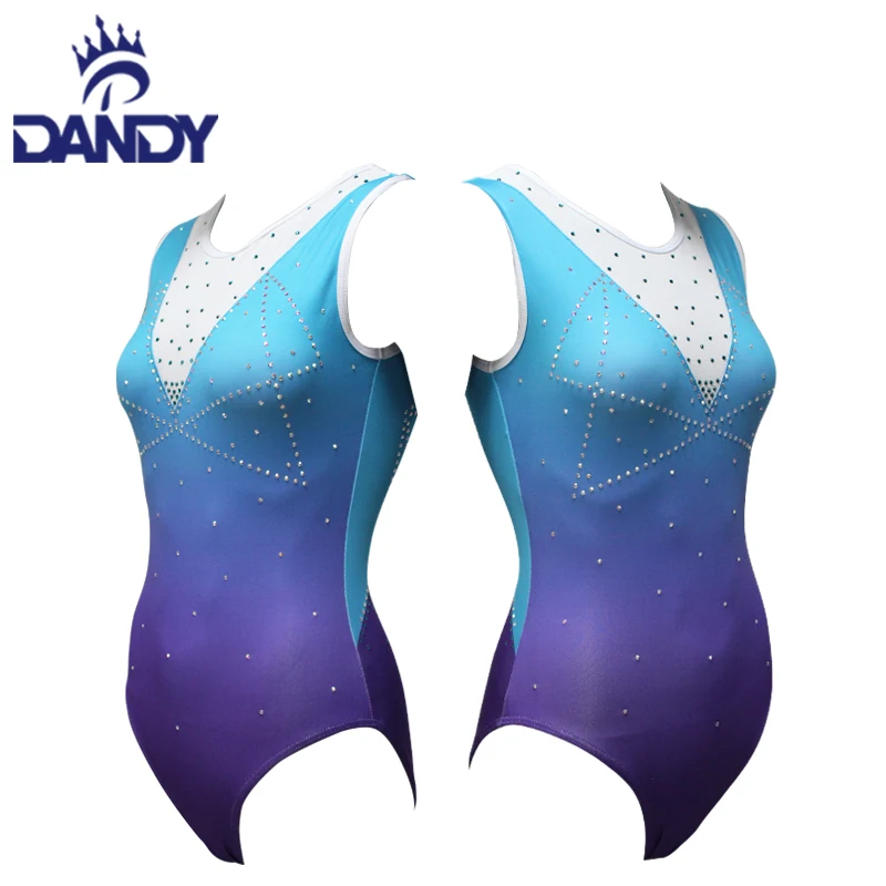 Wholesale Custom Long Sleeve Rhythmic Ballet Gymnastics Competition Leotard Shiny Crystal Kids Gymnastics Leotards