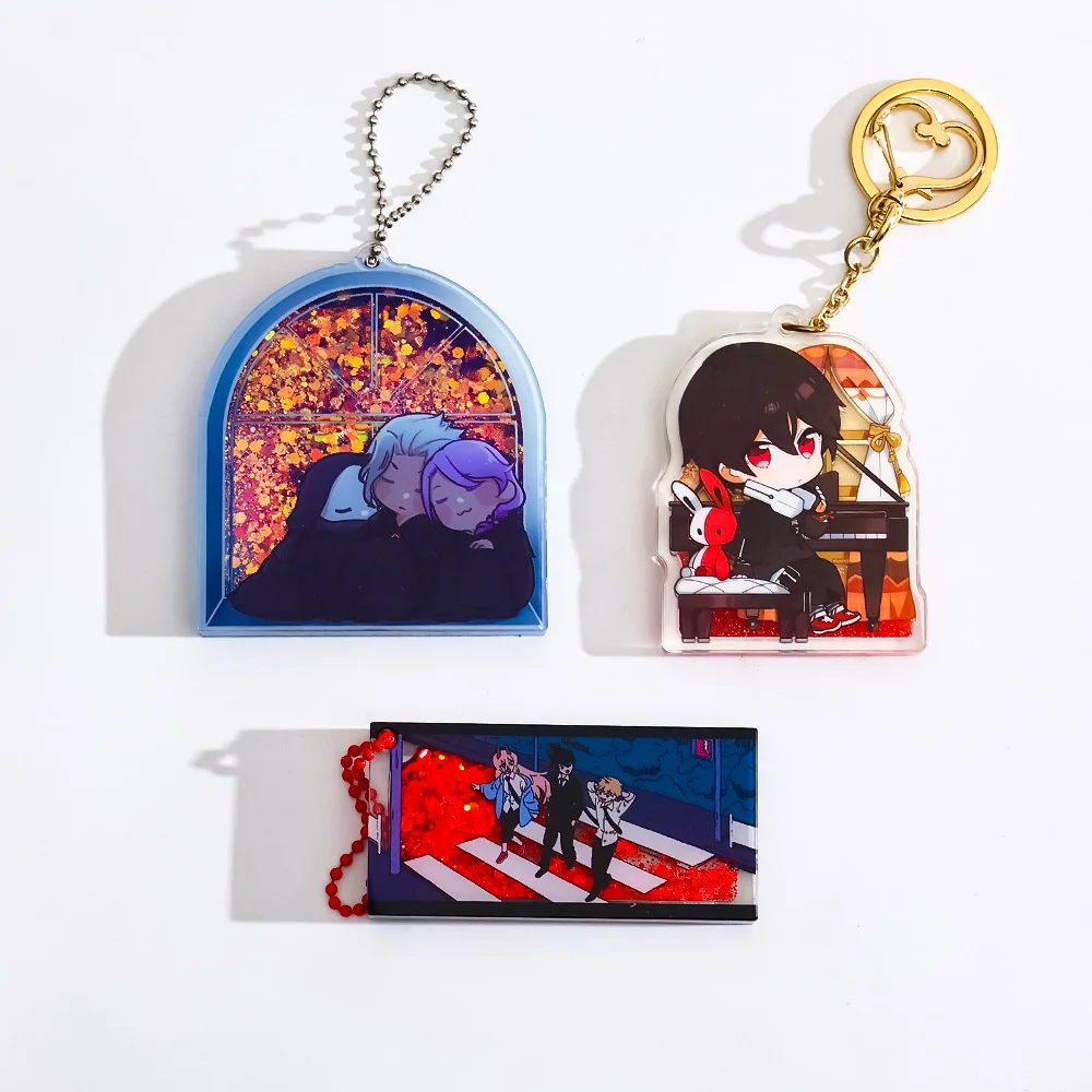 CNAWO Custom Clear Acrylic Charm Print Liquid Oil Filled Shaker Acrylic Keychain