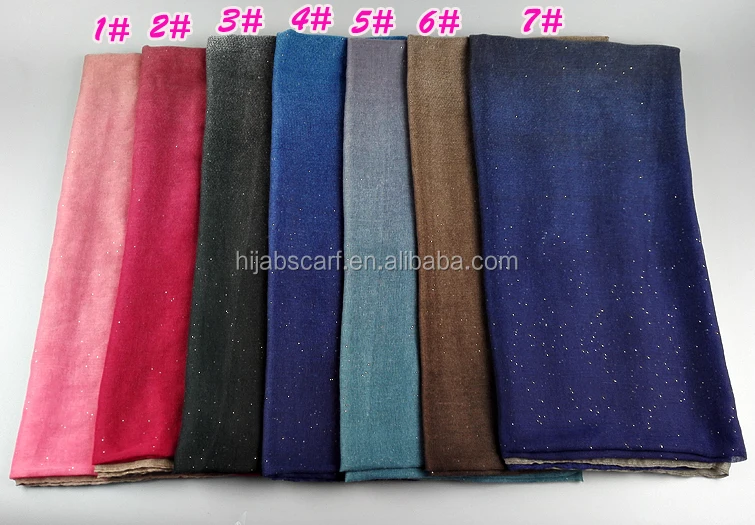 hot selling Islamic style ombre gradient color glitter shawl scarf viscose hijab