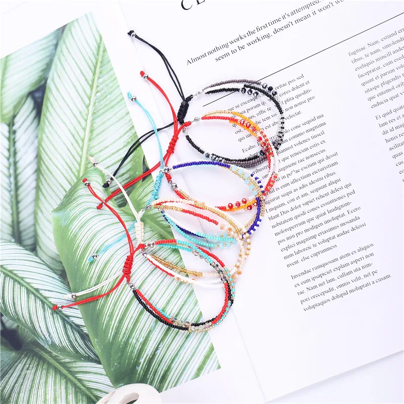 
2021 Nature Beaded Unisex Adjustable Couple Gift Bracelets Friendship Rope Bohemian Bracelet Double Layer Rope Bead Bracelet 
