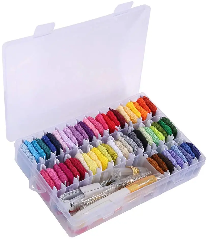 Hot Selling Different Colors Cross Stitch Cotton embroidery kit diy With Plastic Box For DIY Craft Embroidery Thread Kit