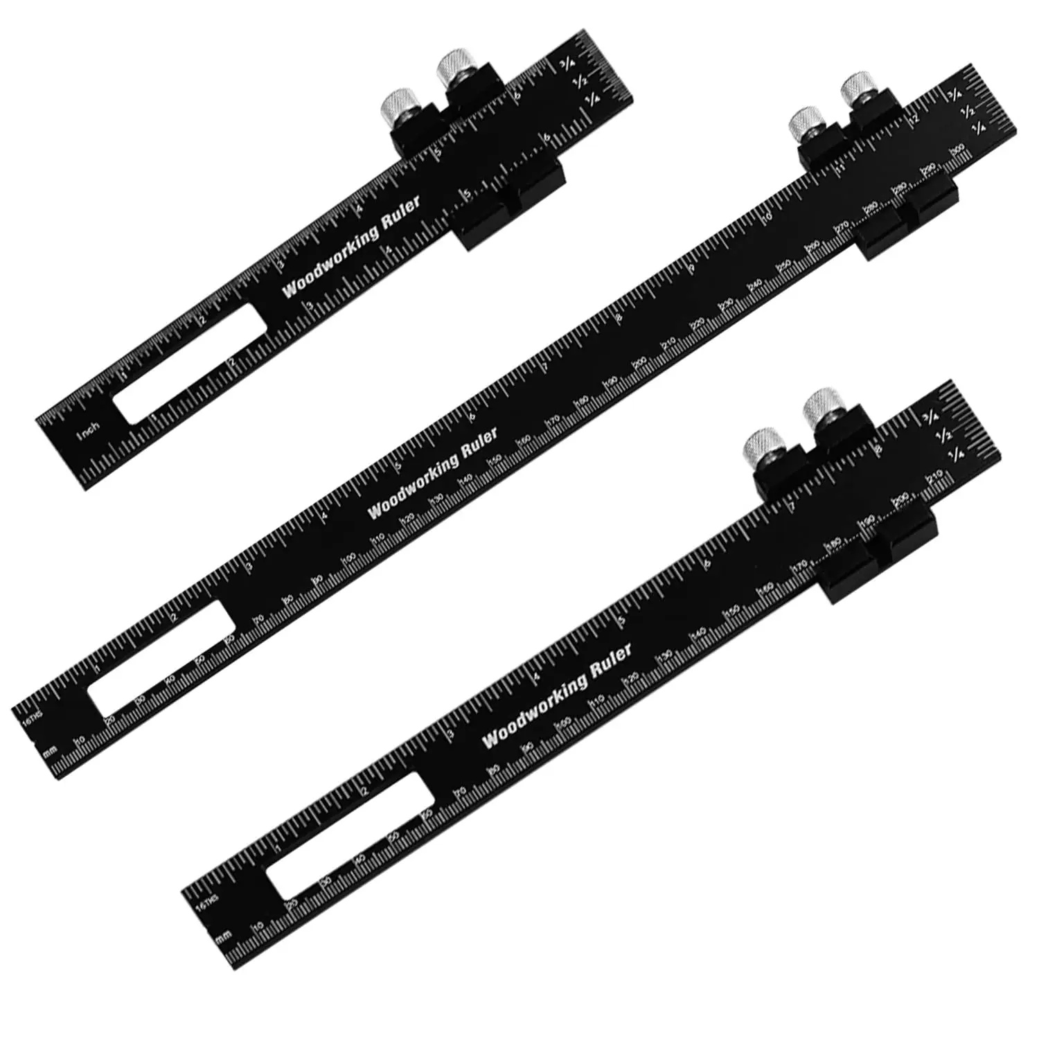 Popular Design 3Pcs Precision Pocket Metal Slide Rule Aluminum Alloy Ruler
