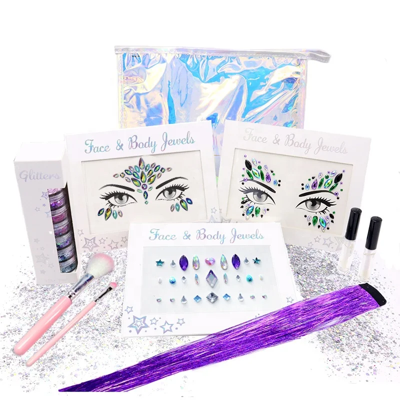 Custom Bindi Temporary Tattoo Face and Body Gem Stickers Adhesive Rhinestones Crystal Face Jewels for Festival Party