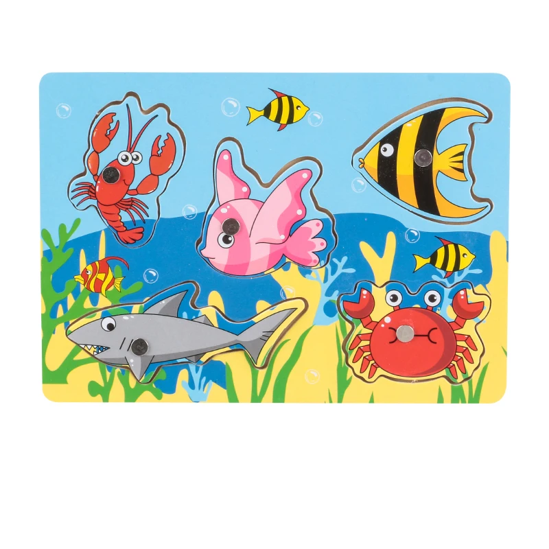 Magnetic Fishing Puzzle Kids Matching Game Children Wooden Puzzle Toys