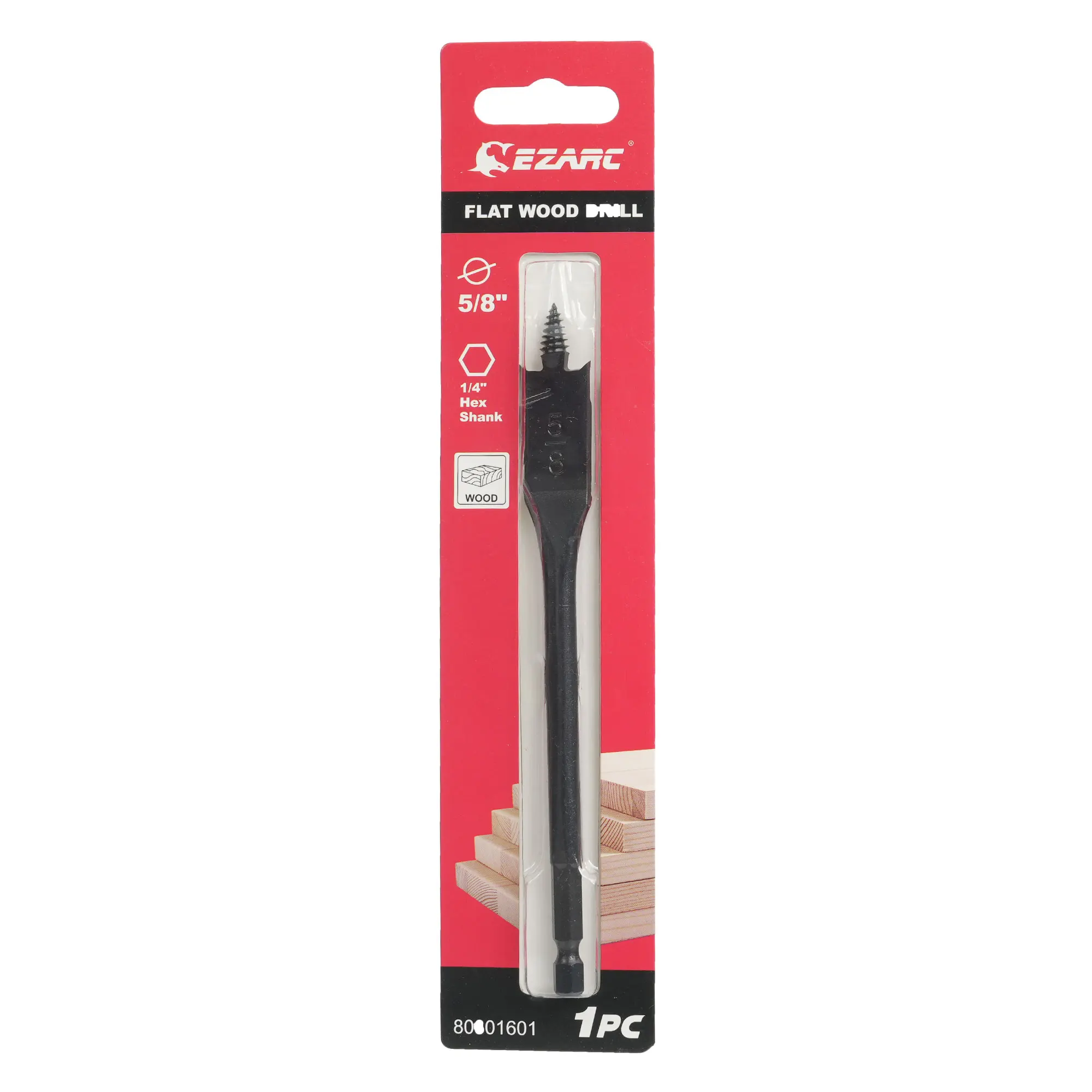 EZARC 1in 7/8in 3/4in 5/8in 1/2in 3/8in  High Carbon steel  coated black hex shank wooden flat spade drill bit