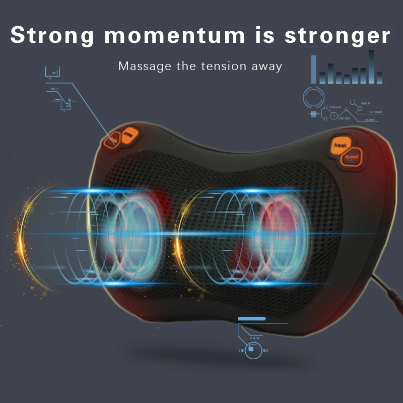 2021 OEM ODM electric full body 4 heads shiatsu kneading car shoulder neck massage pillow with roller heating function