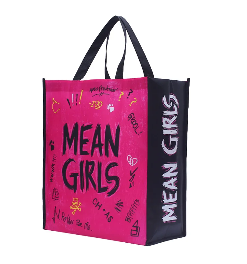 Reusable pp laminated non woven shopping bag,glossy film laminated tote bag