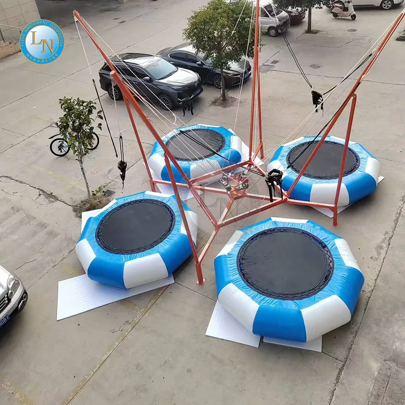Amusement Park Rides Kids Big Bungy 4 Person  Jump Inflatable Jumping Bungie  Bungee Trampoline For Sale