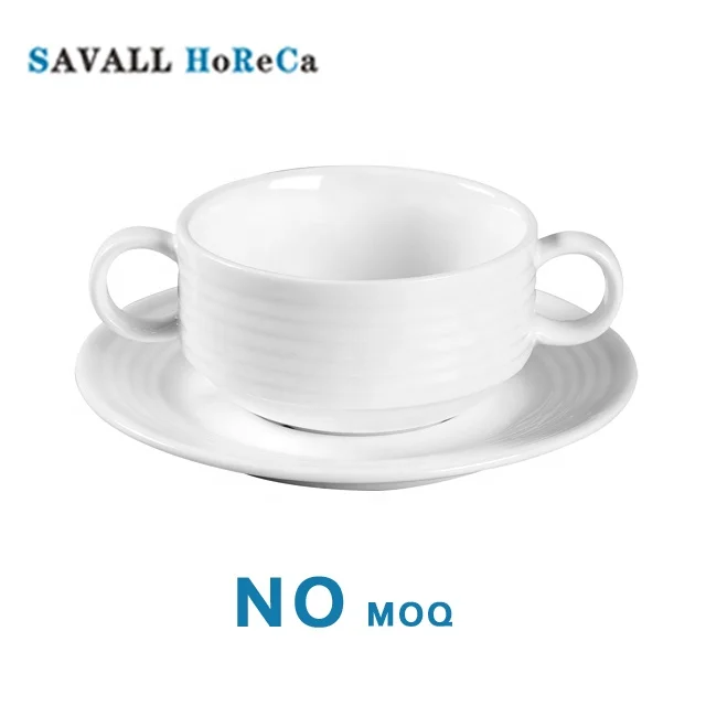  Керамическая миска для супа Savall HoReCa OEM с глубокой двойной ручкой 250 мл фарфоровая керамической мисо