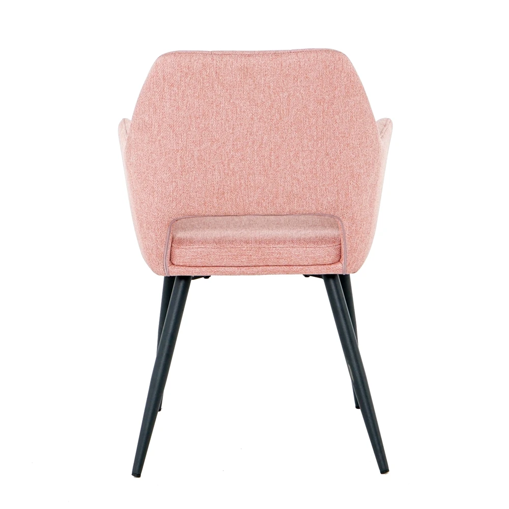 Wholesale Nordic Luxury Dining Chairs Velvet Fabric Restaurant Pink Chair With Arm Metal Legs
