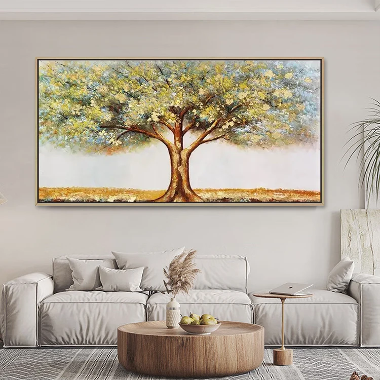 Living Room Decor Frameless Handmade Modern Abstract Money Wall Art Acrylic Landscape Paintings Of Trees