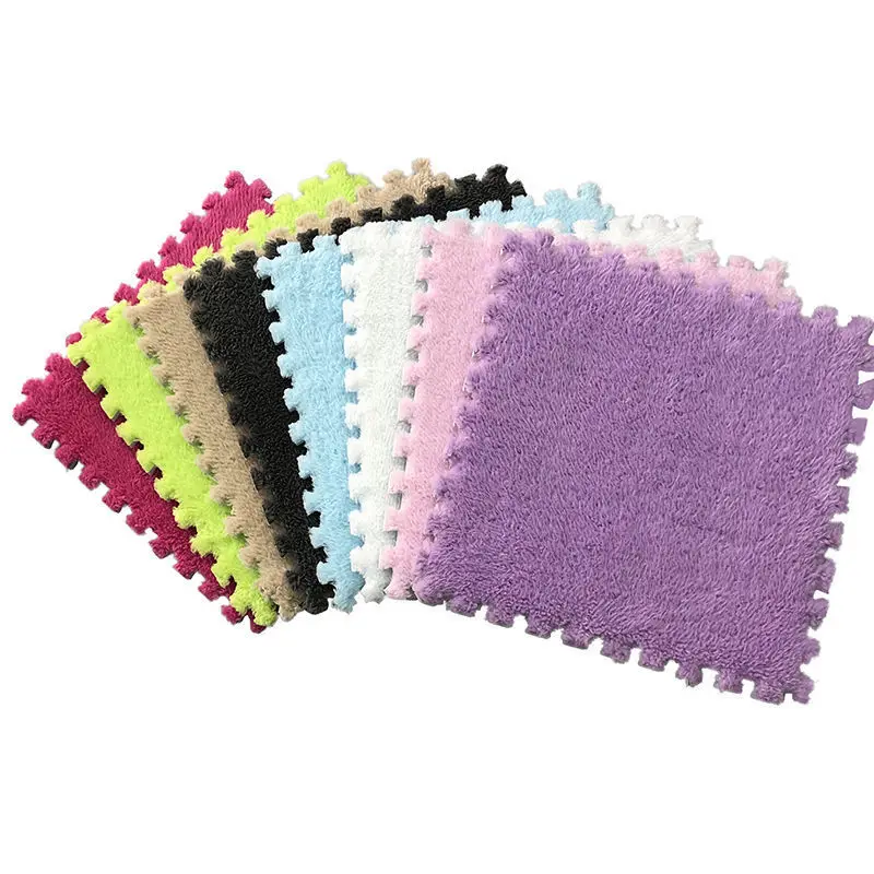 Interlocking floor mat ceramic tile washable baby game plush mat