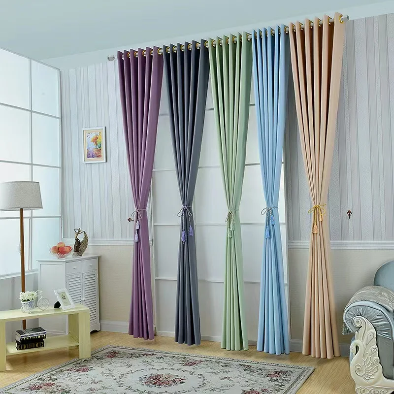 High Quality Fabric Curtain Wholesale High Density Solid Curtain Fabric Blackout Curtain Cloth Living Room