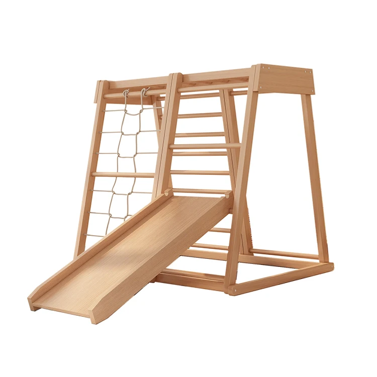 Factory wholesale indoor natural low price small wooden climbing frame (1600288657596)