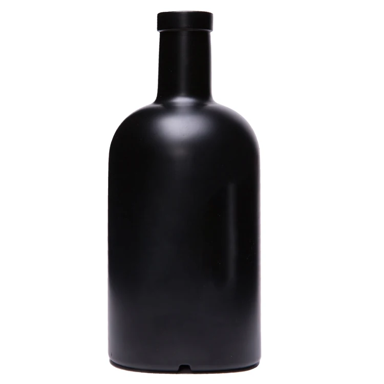 wholesale Luxury Whiskey Vodka 100ml 375ml 500ml 750ml Spirits Liquor Glass Bottle With Flat Shoulder Bamboo Stopper Cork