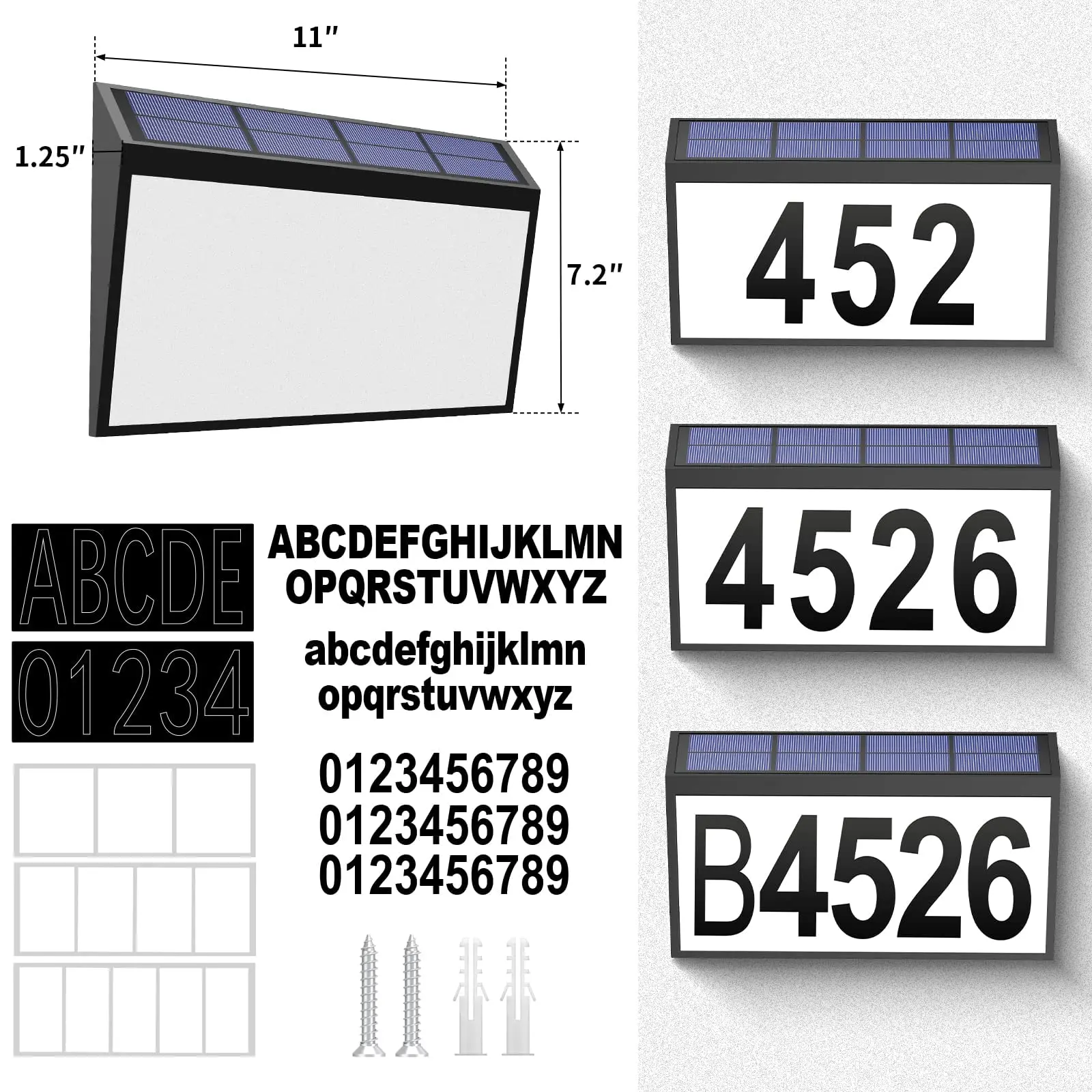 House Numbers Address Light Solar Powered Address Plaque LED House Number Sign Up for Outdoor Walls, Courtyards Streets