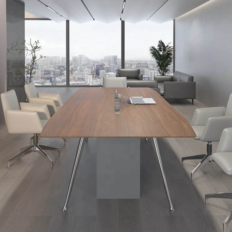 Modern New Design Board Room Furniture Table De Reunion Walnut Conference Meeting Table