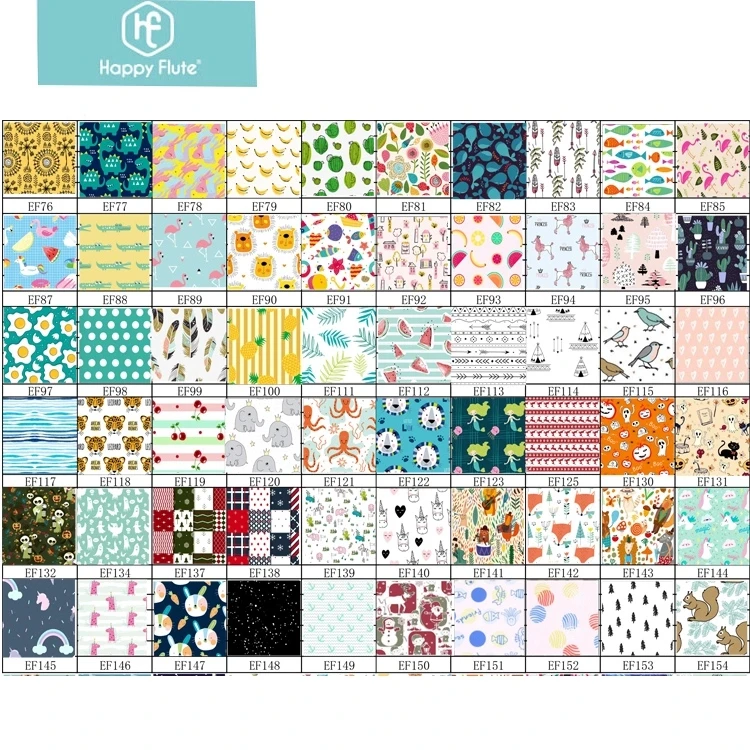 HappyFlute Custom Digital Printing Fabrics Wholesale 100% Polyester Fabric for PU Waterproof Cloth Diaper satin floral fabric